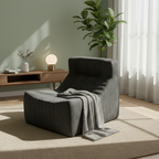 Modern Minimalist Chenille Compressed Single Sofa - Geometric Block Lounge Chair For Living Room Lumendat