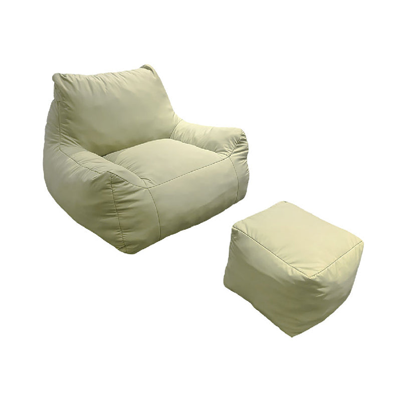 Modern Frameless Leathaire Compressed Sofa - Vacuum Compressed No-Installation Lounge Chair With Footstool For Living Room Lumendat