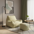 Modern Frameless Leathaire Compressed Sofa - Vacuum Compressed No-Installation Lounge Chair With Footstool For Living Room Lumendat
