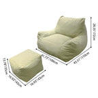 Modern Frameless Leathaire Compressed Sofa - Vacuum Compressed No-Installation Lounge Chair With Footstool For Living Room Lumendat