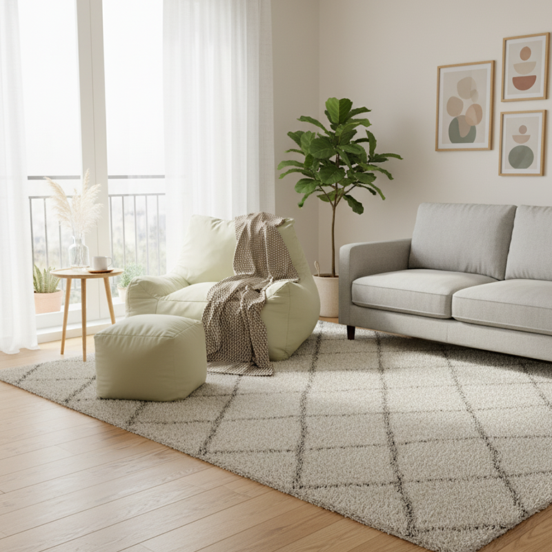 Modern Frameless Leathaire Compressed Sofa - Vacuum Compressed No-Installation Lounge Chair With Footstool For Living Room Lumendat