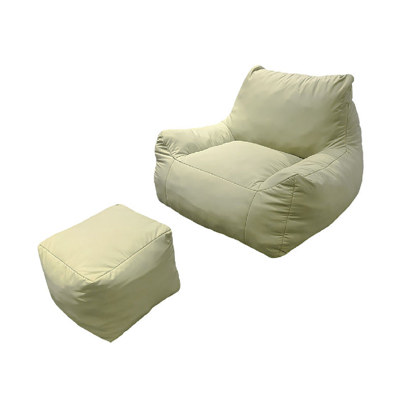 Modern Frameless Leathaire Compressed Sofa - Vacuum Compressed No-Installation Lounge Chair With Footstool For Living Room Lumendat