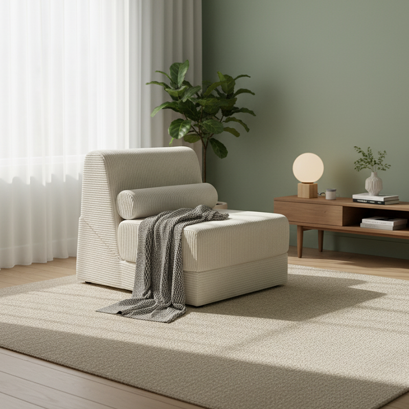 Modern Modular Corduroy Compressed Sofa - Vacuum Compressed Convertible Lounge Chair For Living Room Lumendat