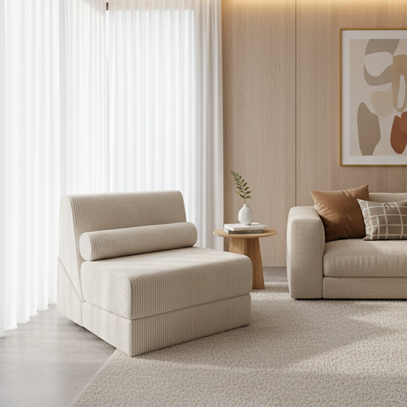 Modern Modular Corduroy Compressed Sofa - Vacuum Compressed Convertible Lounge Chair For Living Room Lumendat
