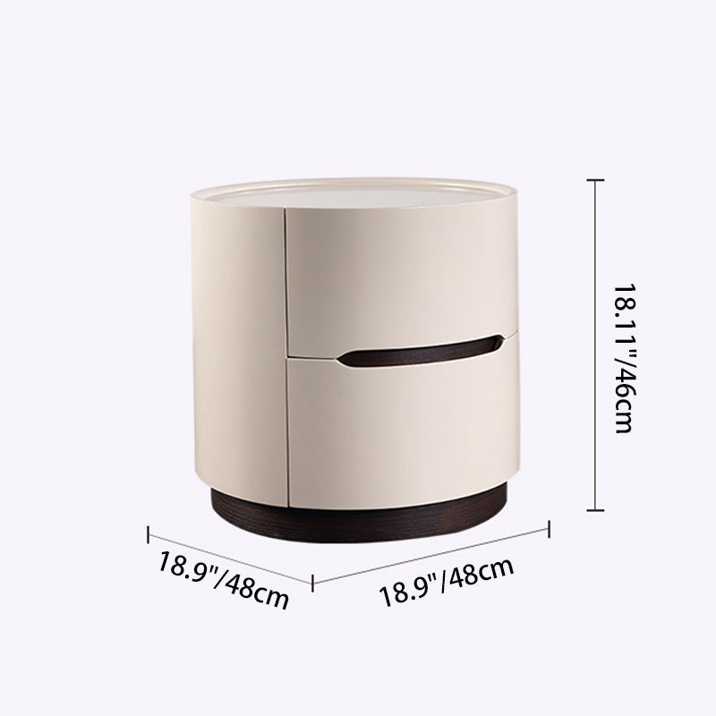 Round Anti-Collision Rotatable Nightstand - Luxury Design Practical Storage Board Side Table 2-Drawer For Bedroom Lumendat