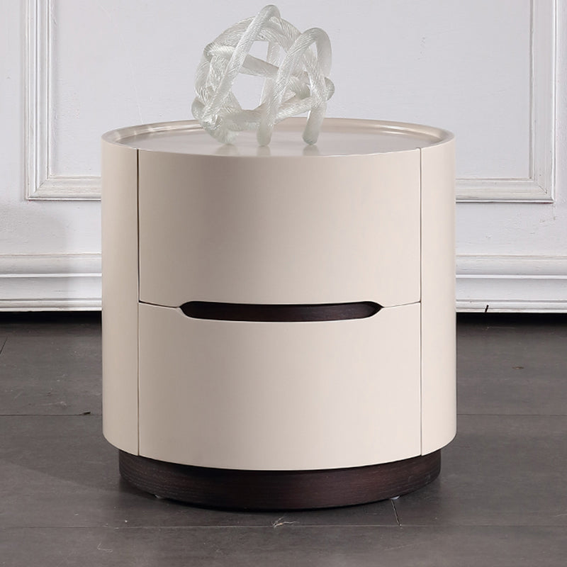 Round Anti-Collision Rotatable Nightstand - Luxury Design Practical Storage Board Side Table 2-Drawer For Bedroom Lumendat