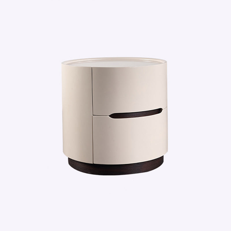 Round Anti-Collision Rotatable Nightstand - Luxury Design Practical Storage Board Side Table 2-Drawer For Bedroom Lumendat