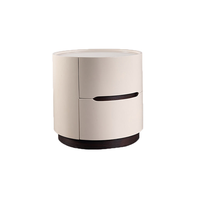 Round Anti-Collision Rotatable Nightstand - Luxury Design Practical Storage Board Side Table 2-Drawer For Bedroom Lumendat
