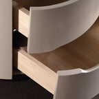 Round Anti-Collision Rotatable Nightstand - Luxury Design Practical Storage Board Side Table 2-Drawer For Bedroom Lumendat