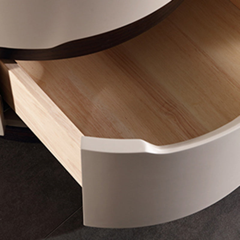 Round Anti-Collision Rotatable Nightstand - Luxury Design Practical Storage Board Side Table 2-Drawer For Bedroom Lumendat