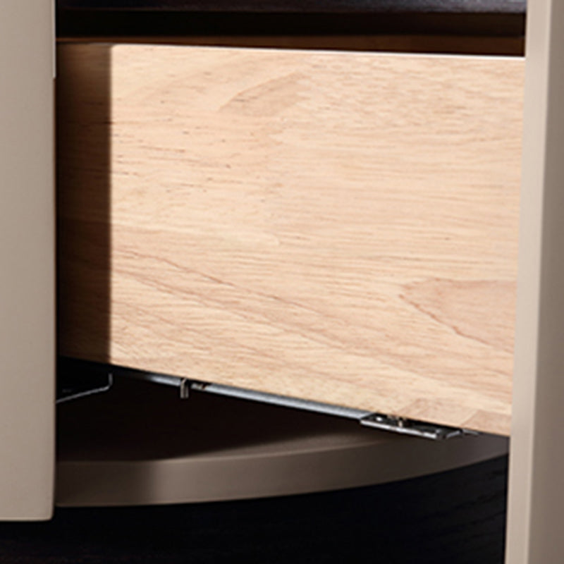 Round Anti-Collision Rotatable Nightstand - Luxury Design Practical Storage Board Side Table 2-Drawer For Bedroom Lumendat