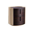 Contemporary Retro Nightstand - Space Aesthetic Highlight & Cylindrical Anti-Collision Design Bedside Table 2-Drawer For Bedroom Lumendat