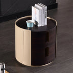 Contemporary Retro Nightstand - Space Aesthetic Highlight & Cylindrical Anti-Collision Design Bedside Table 2-Drawer For Bedroom Lumendat