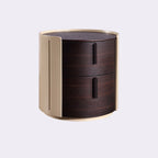 Contemporary Retro Nightstand - Space Aesthetic Highlight & Cylindrical Anti-Collision Design Bedside Table 2-Drawer For Bedroom Lumendat