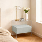 Transparent Acrylic Nightstand - Minimalist Sturdy U-Shaped Support Legs Bedside Table 1-Drawer For Bedroom & Living Room Lumendat