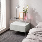 Transparent Acrylic Nightstand - Minimalist Sturdy U-Shaped Support Legs Bedside Table 1-Drawer For Bedroom & Living Room Lumendat