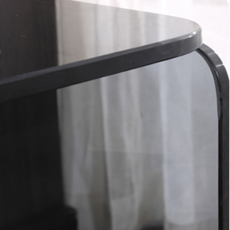 Clear Texture Nightstand - Transparent Tempered Glass Bedside Table 1-Drawer For Bedroom & Living Room Lumendat
