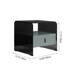 Clear Texture Nightstand - Transparent Tempered Glass Bedside Table 1-Drawer For Bedroom & Living Room Lumendat