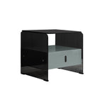 Clear Texture Nightstand - Transparent Tempered Glass Bedside Table 1-Drawer For Bedroom & Living Room Lumendat
