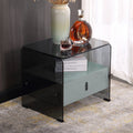 Clear Texture Nightstand - Transparent Tempered Glass Bedside Table 1-Drawer For Bedroom & Living Room Lumendat