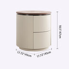 Contemporary Luxury Cylindrical Nightstand - Press-to-Open Bedside Table 2-Drawer For Bedroom Lumendat