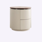 Contemporary Luxury Cylindrical Nightstand - Press-to-Open Bedside Table 2-Drawer For Bedroom Lumendat