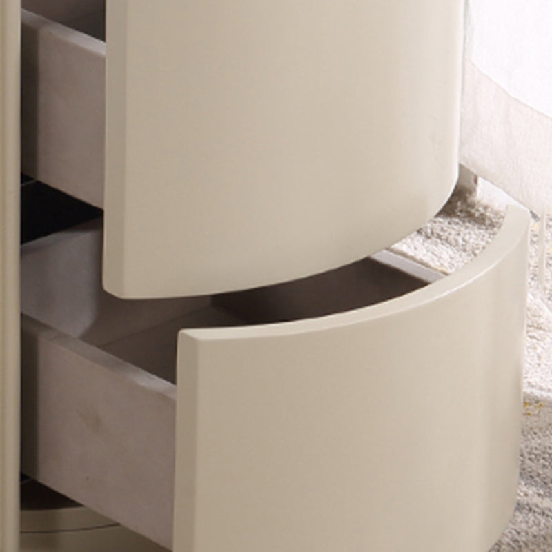 Contemporary Luxury Cylindrical Nightstand - Press-to-Open Bedside Table 2-Drawer For Bedroom Lumendat
