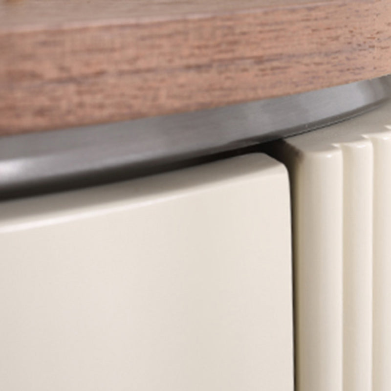 Contemporary Luxury Cylindrical Nightstand - Press-to-Open Bedside Table 2-Drawer For Bedroom Lumendat