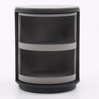 Industrial Rotating Nightstand - Round Skin-Friendly Baking Paint Bedside Table 3-Tier For Bedroom & Living Room Lumendat