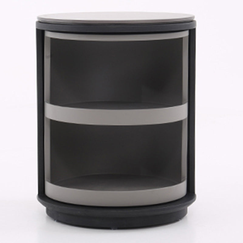 Industrial Rotating Nightstand - Round Skin-Friendly Baking Paint Bedside Table 3-Tier For Bedroom & Living Room Lumendat