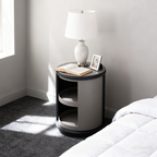 Industrial Rotating Nightstand - Round Skin-Friendly Baking Paint Bedside Table 3-Tier For Bedroom & Living Room Lumendat