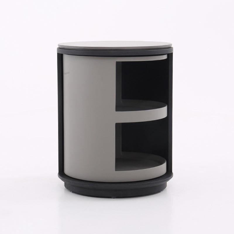 Industrial Rotating Nightstand - Round Skin-Friendly Baking Paint Bedside Table 3-Tier For Bedroom & Living Room Lumendat