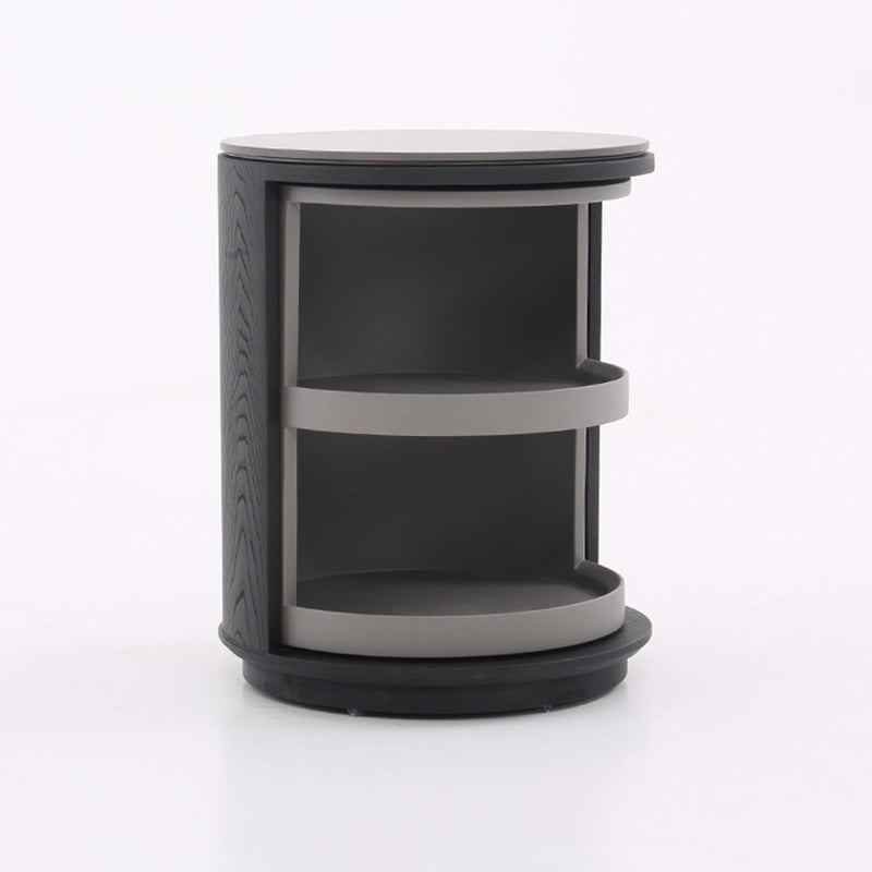 Industrial Rotating Nightstand - Round Skin-Friendly Baking Paint Bedside Table 3-Tier For Bedroom & Living Room Lumendat