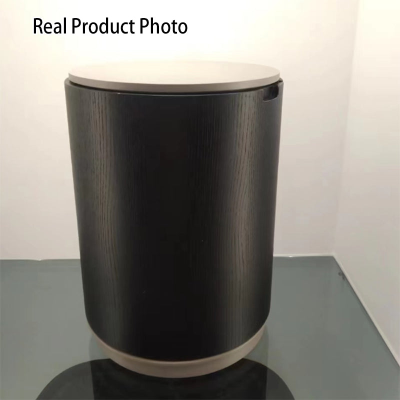 Modern Minimalist Smoked Wood Nightstand - High-Quality Round Design Bedside Table 2-Cabinet For Bedroom & Living Room Lumendat