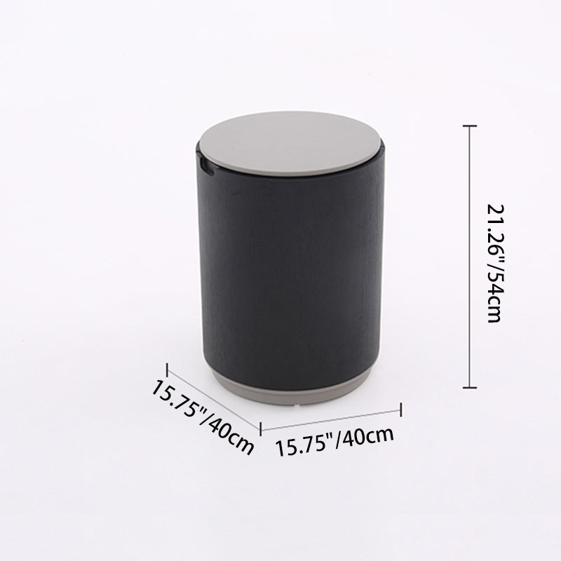 Modern Minimalist Smoked Wood Nightstand - High-Quality Round Design Bedside Table 2-Cabinet For Bedroom & Living Room Lumendat