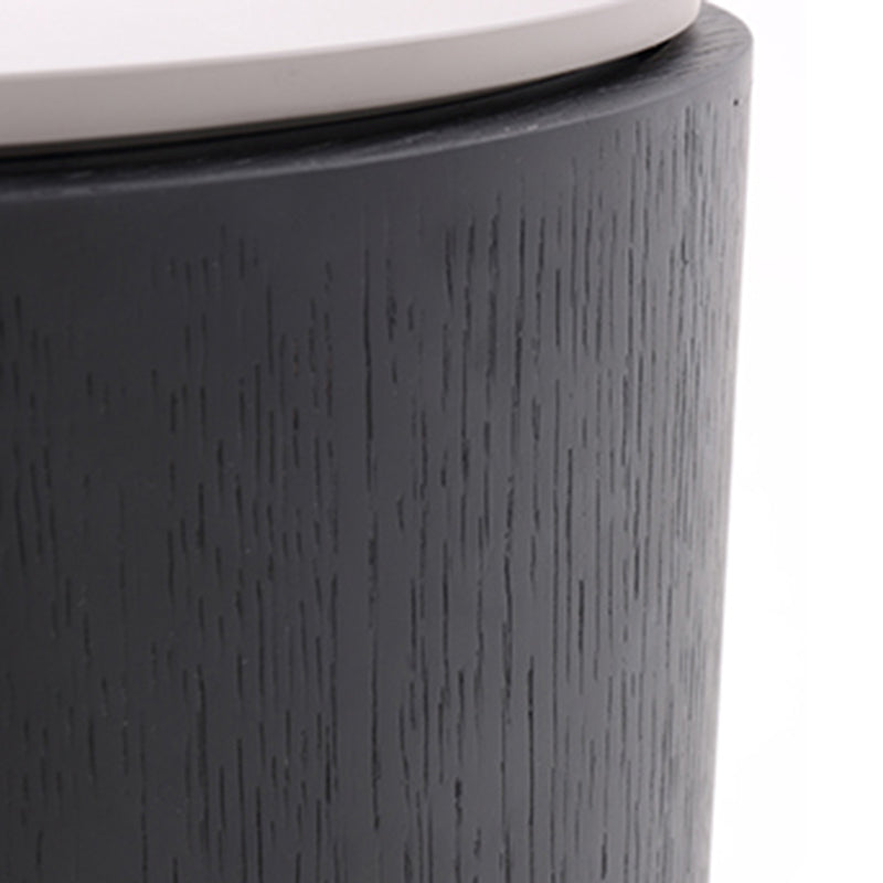 Modern Minimalist Smoked Wood Nightstand - High-Quality Round Design Bedside Table 2-Cabinet For Bedroom & Living Room Lumendat