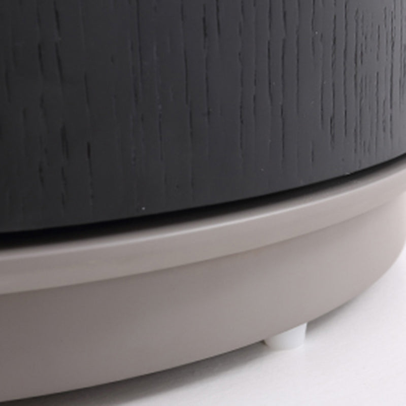 Modern Minimalist Smoked Wood Nightstand - High-Quality Round Design Bedside Table 2-Cabinet For Bedroom & Living Room Lumendat