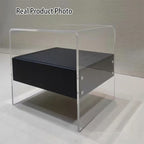 Acrylic Industrial-Style Nightstand - Functional Aesthetics Rectangular Bedside Table 1-Drawer For Bedroom & Living Room Lumendat