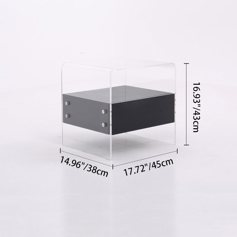 Acrylic Industrial-Style Nightstand - Functional Aesthetics Rectangular Bedside Table 1-Drawer For Bedroom & Living Room Lumendat