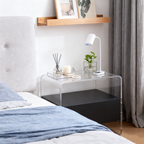 Acrylic Industrial-Style Nightstand - Functional Aesthetics Rectangular Bedside Table 1-Drawer For Bedroom & Living Room Lumendat