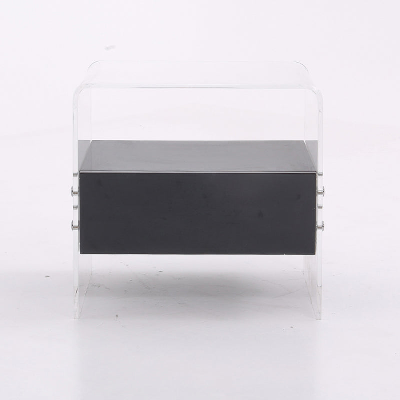 Acrylic Industrial-Style Nightstand - Functional Aesthetics Rectangular Bedside Table 1-Drawer For Bedroom & Living Room Lumendat