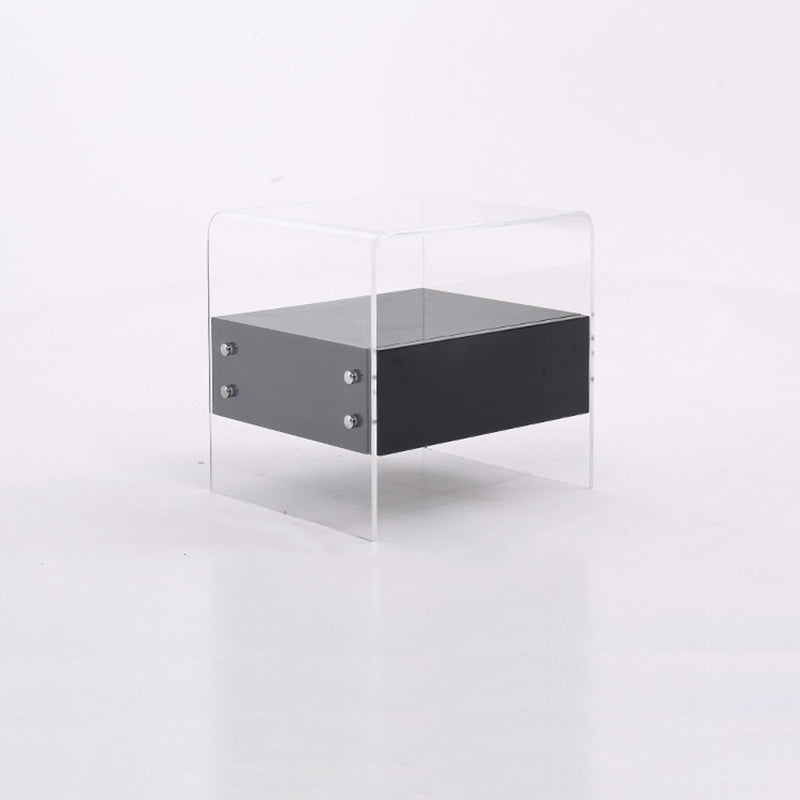 Acrylic Industrial-Style Nightstand - Functional Aesthetics Rectangular Bedside Table 1-Drawer For Bedroom & Living Room Lumendat