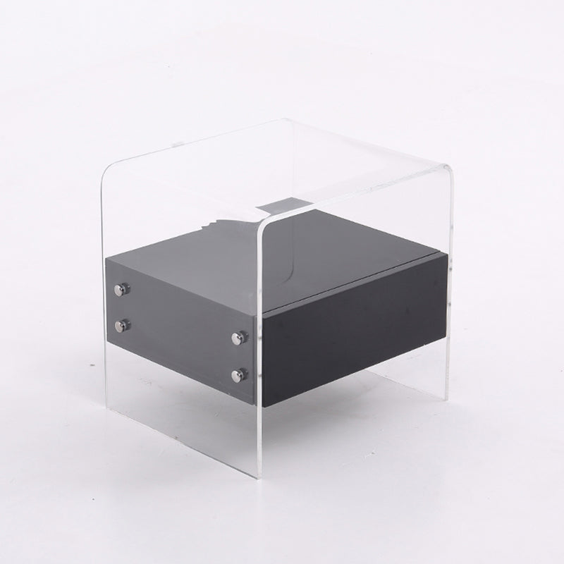 Acrylic Industrial-Style Nightstand - Functional Aesthetics Rectangular Bedside Table 1-Drawer For Bedroom & Living Room Lumendat