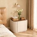 Premium Luxury Nightstand - Delicate Textured Panel Bedside Table 2-Drawer For Bedroom & Living Room Lumendat