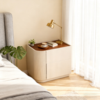Premium Luxury Nightstand - Delicate Textured Panel Bedside Table 2-Drawer For Bedroom & Living Room Lumendat