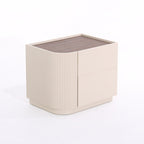 Premium Luxury Nightstand - Delicate Textured Panel Bedside Table 2-Drawer For Bedroom & Living Room Lumendat