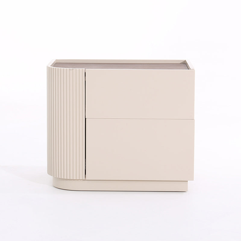 Premium Luxury Nightstand - Delicate Textured Panel Bedside Table 2-Drawer For Bedroom & Living Room Lumendat