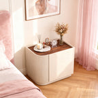 Premium Luxury Nightstand - Delicate Textured Panel Bedside Table 2-Drawer For Bedroom & Living Room Lumendat
