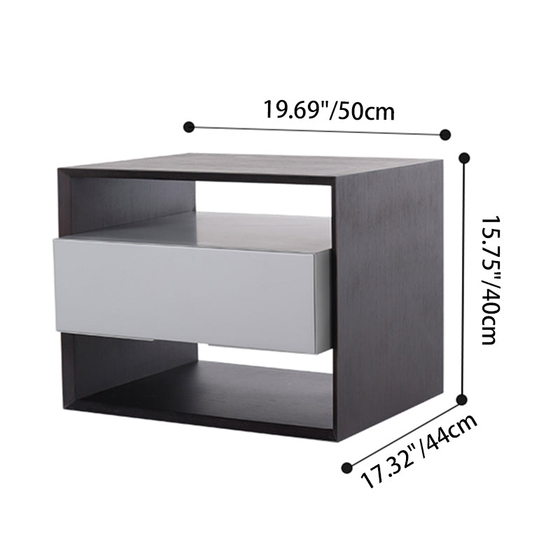 Contemporary Industrial Nightstand - Versatile Style & Ultra-Minimalist Hidden Handle Bedside Table 2-Drawer For Bedroom Lumendat