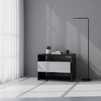Contemporary Industrial Nightstand - Versatile Style & Ultra-Minimalist Hidden Handle Bedside Table 2-Drawer For Bedroom Lumendat